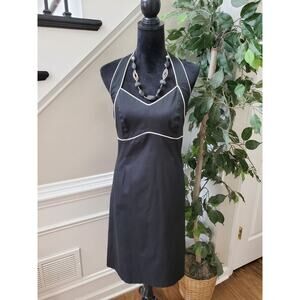 Sangria Women's Black Solid Cotton Halter Neck Sleeveless Knee Length Dress 12